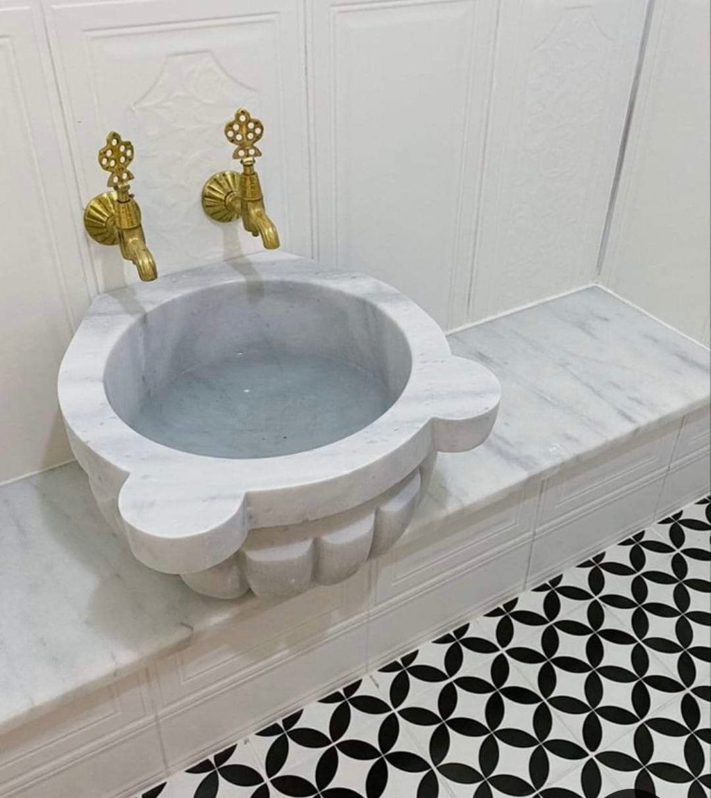 Belle vie Afyon beyaz hamam kurnası Osmanlı motif