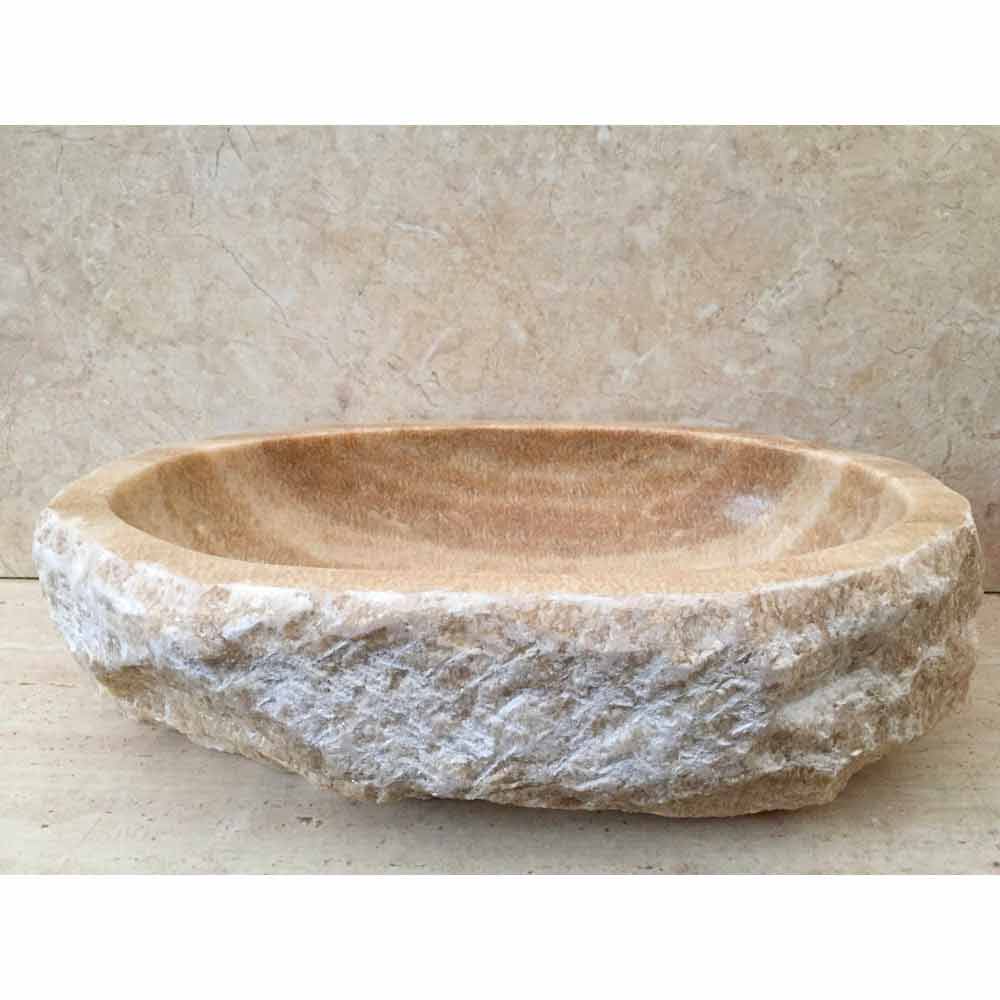 Bella Vie Doğal Traverten Lavabo – Rustik Kenarlı El Yapımı Taş Banyo Lavabosu