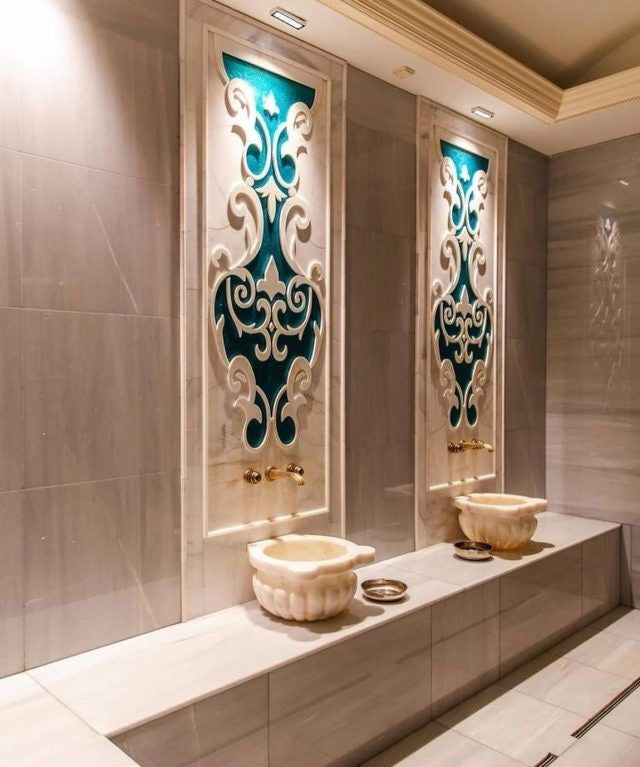 Belle vie Afyon beyaz hamam kurnası Osmanlı motif