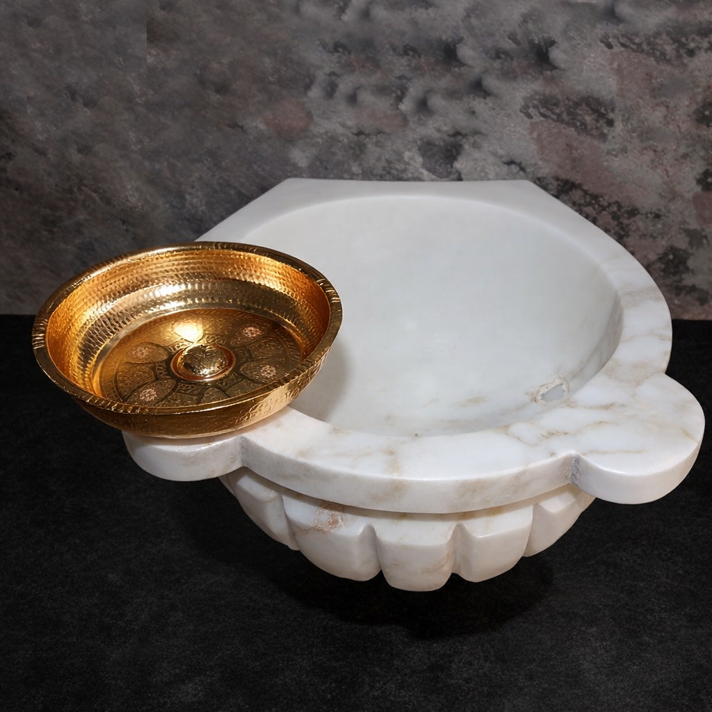 Belle vie Afyon beyaz hamam kurnası Osmanlı motif