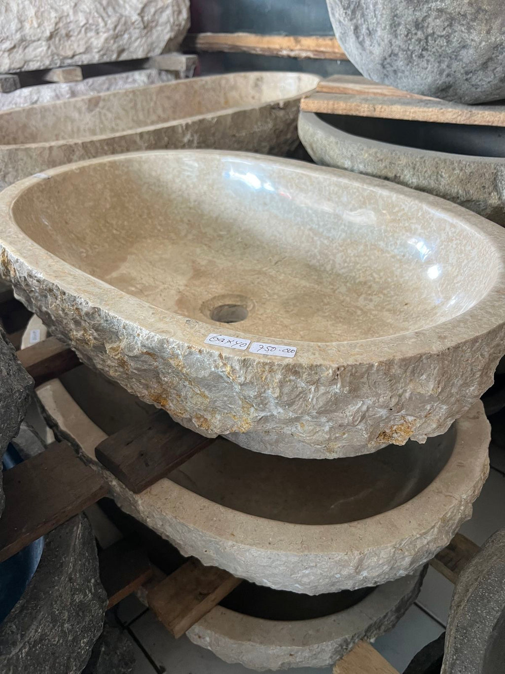Traverten oval Eviye