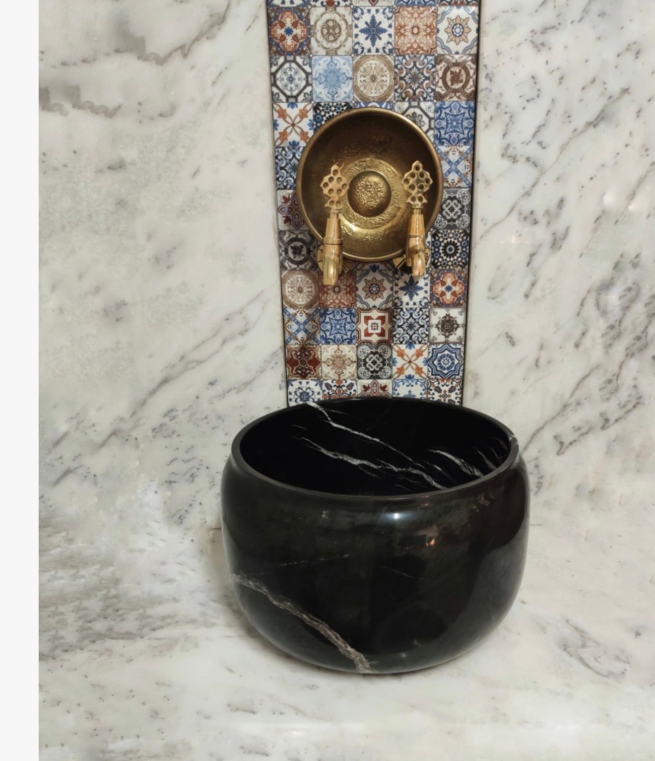 Alexander Black Doğaltaş hamam kurnası %100 el işçiliği modern banyo Aksesuarı
