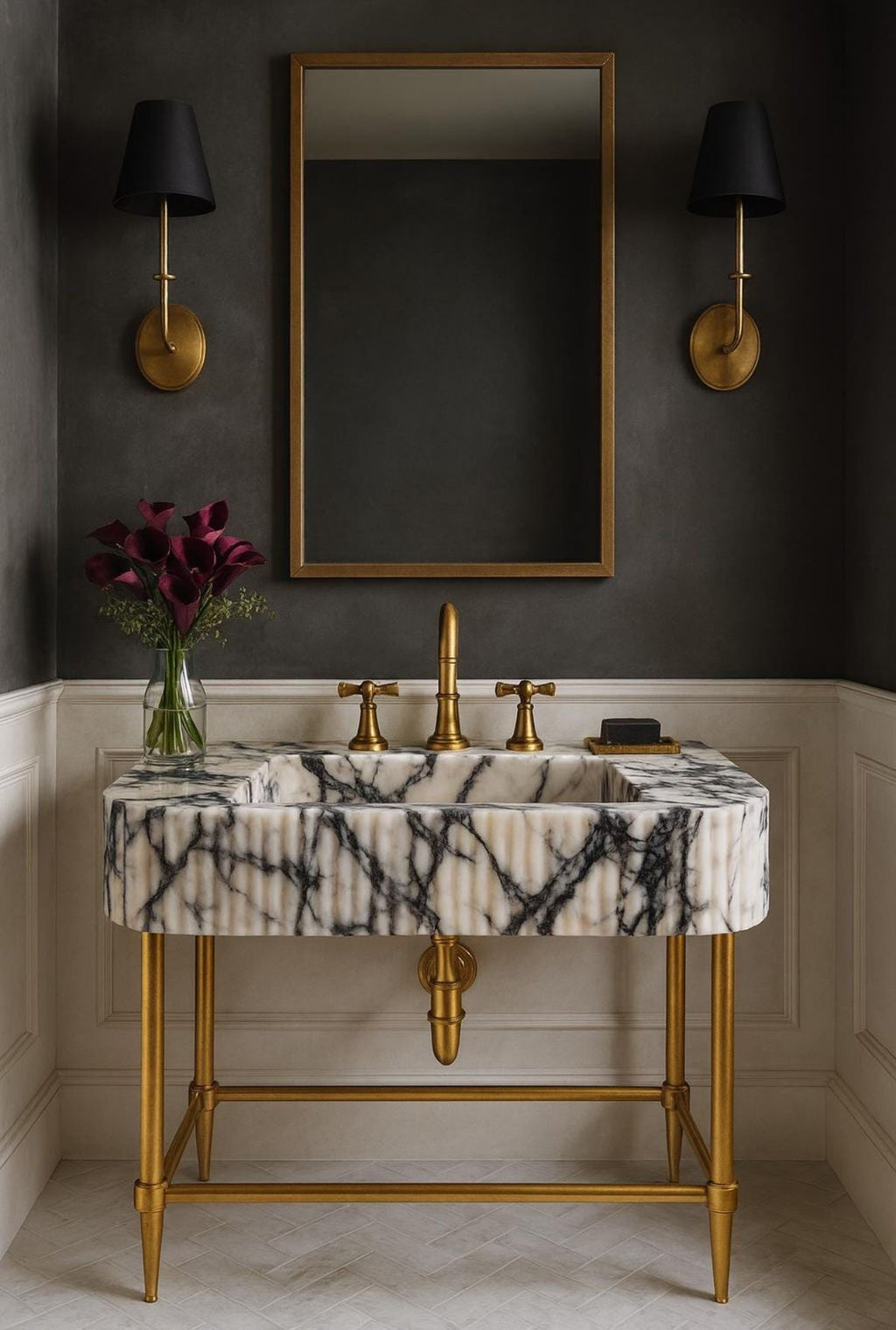 Calacatta Viola Doğal Mermer Eviye — İtalyan Mor Damarlı Ultra Lüks Lavabo