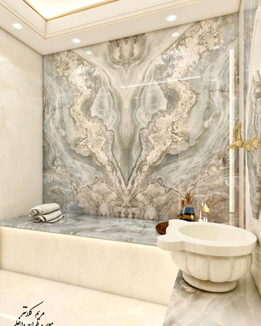 Belle vie Afyon beyaz hamam kurnası Osmanlı motif